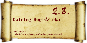 Quiring Boglárka névjegykártya